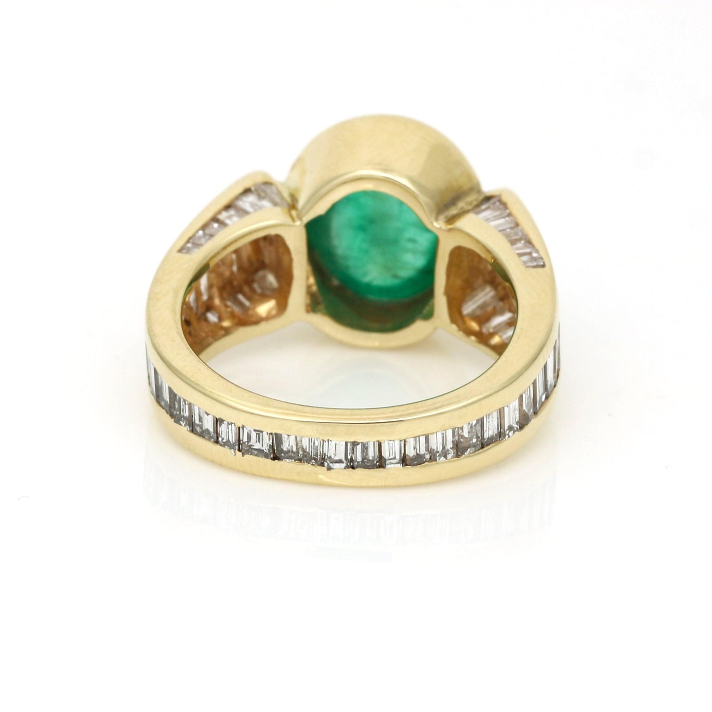 Cabochon Colombian Emerald Diamond Statement Ring in 14k Yellow Gold - 31 Jewels Inc.