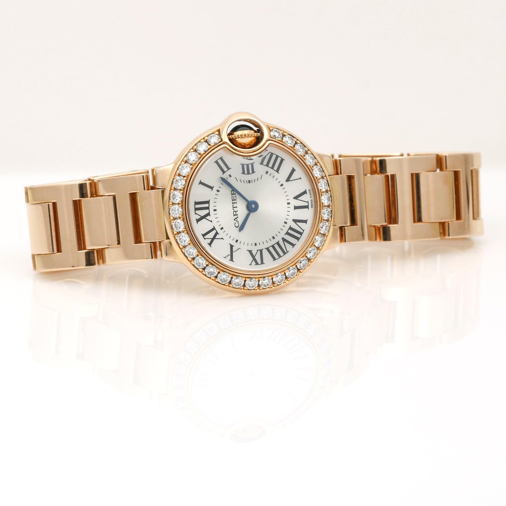 Cartier Ballon Bleu 28mm 18k Rose Gold Factory Diamond Watch WJBB0015 - 31 Jewels Inc.