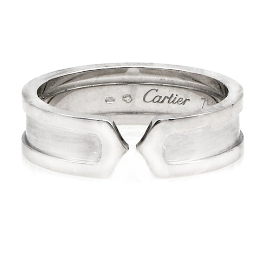 C de Cartier 6mm Band Ring in 18k White Gold Size 62 US 10