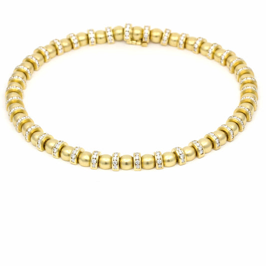 Women's Krypell Diamond 18k Yellow Gold Bead Choker Necklace ( 13.50 cttw )