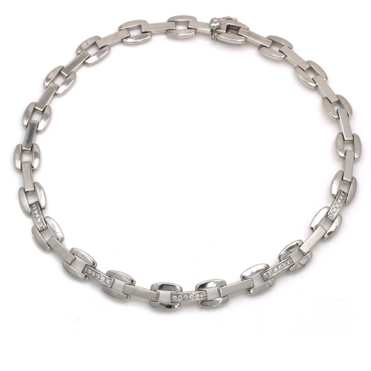 Vintage Roberto Coin 18k White Gold Choker Chain Necklace with Diamonds