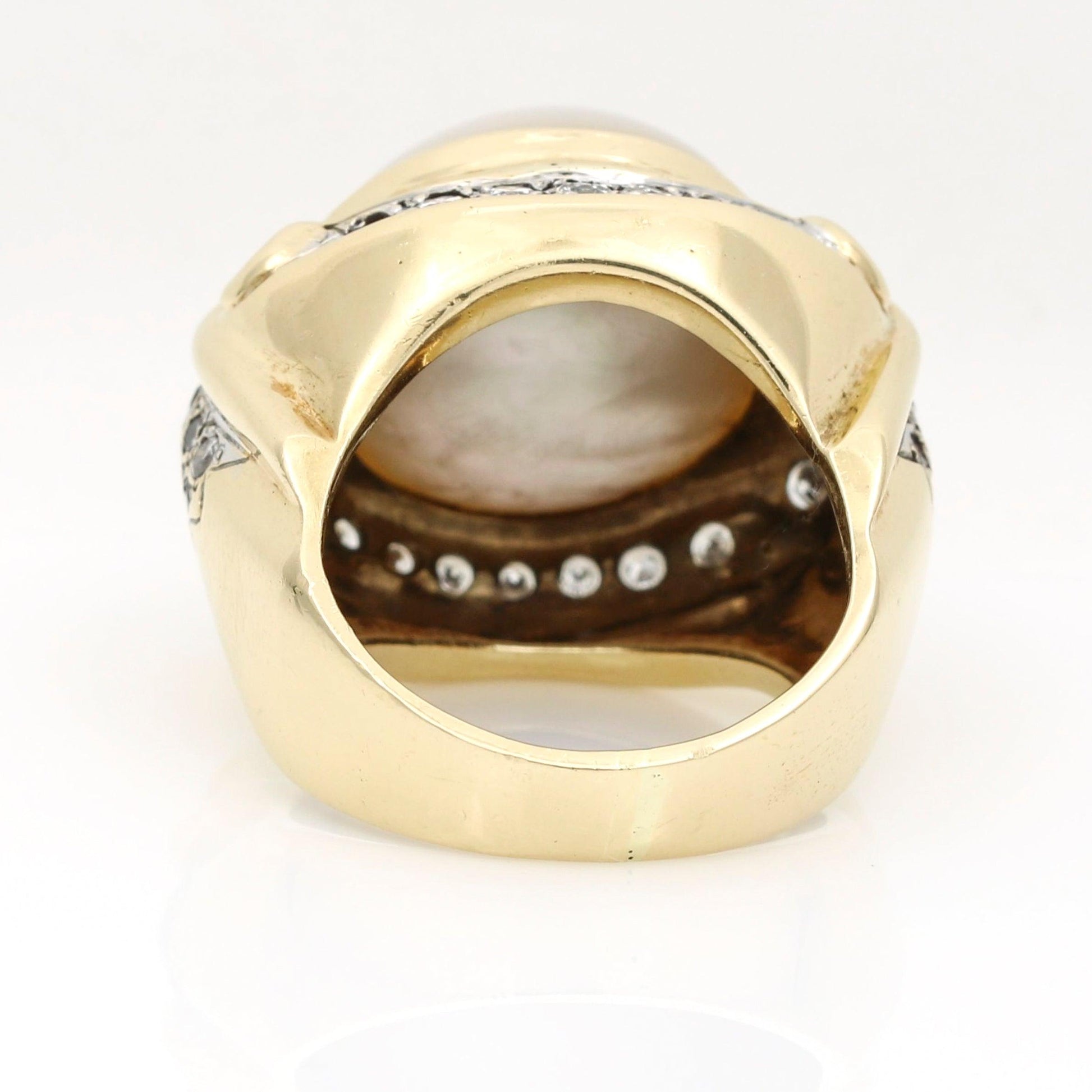 David Stern Mabe Pearl Diamond 18k Gold Vintage Statement Ring - 31 Jewels Inc.