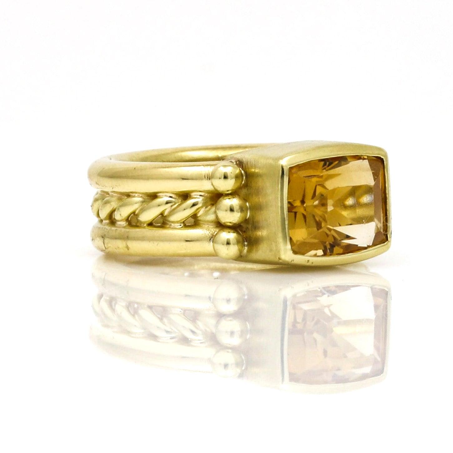 Doris Panos Citrine Ring in 18k Yellow Gold Vintage Designer Jewelry - 31 Jewels Inc.