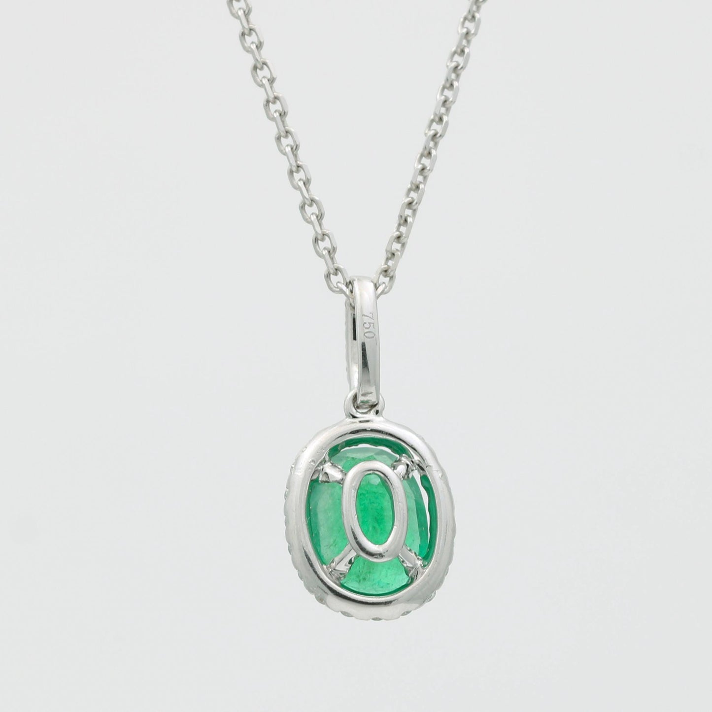 Emerald and Diamond Pendant Necklace in 18k White Gold - 31 Jewels Inc.