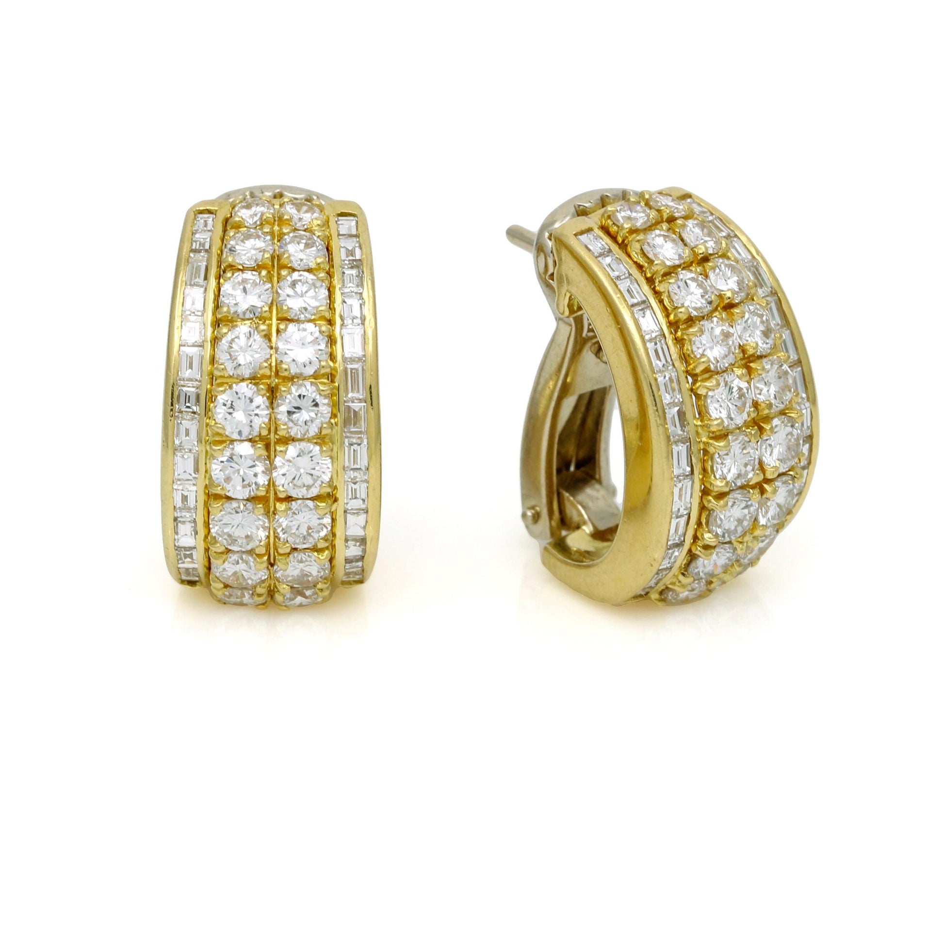 Fred of Paris Diamond C-Shaped Hoop Earrings in 18k Yellow Gold - 31 Jewels Inc.