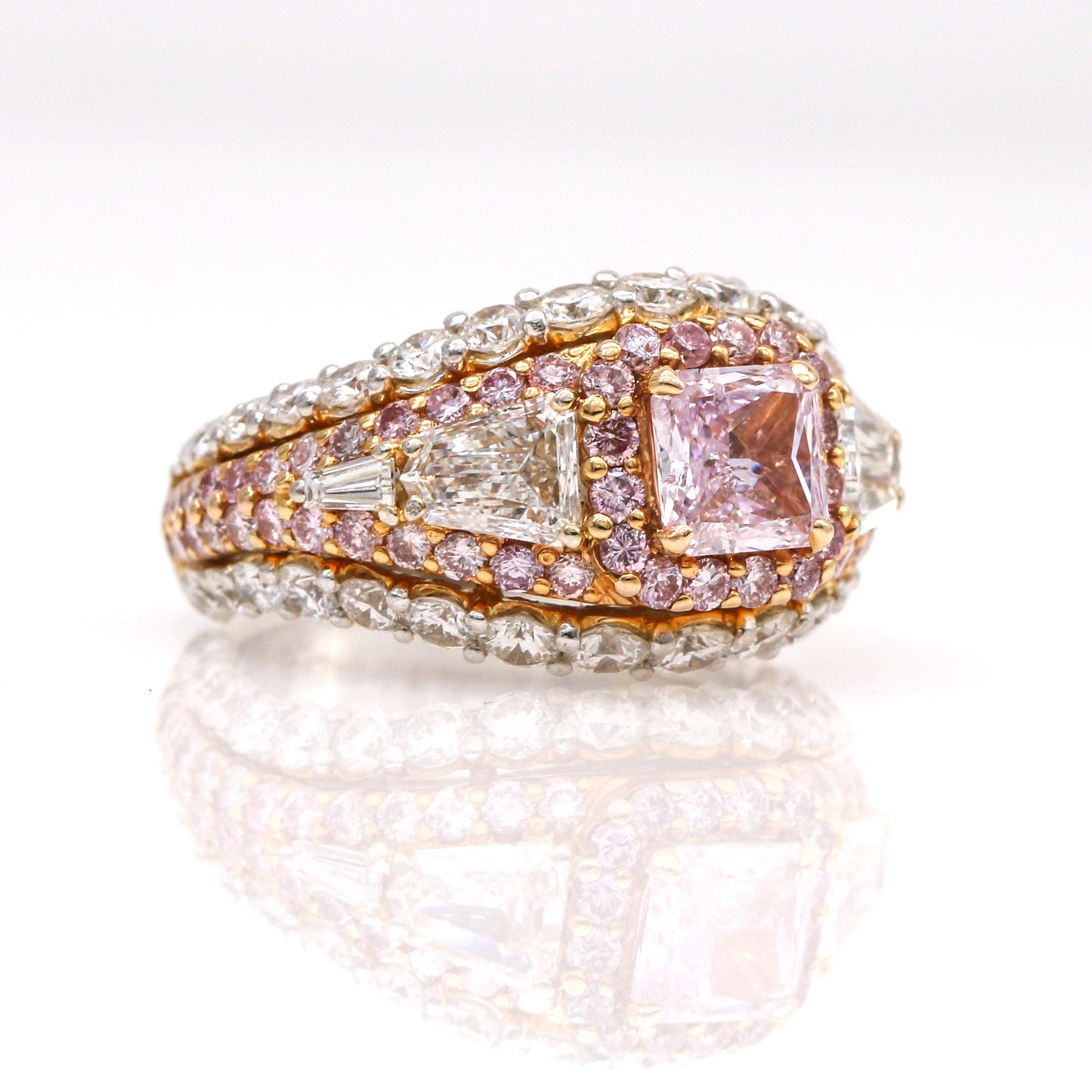 GIA Certified Fancy Pink Diamond Engagement Ring in Platinum and 18k Gold - 31 Jewels Inc.