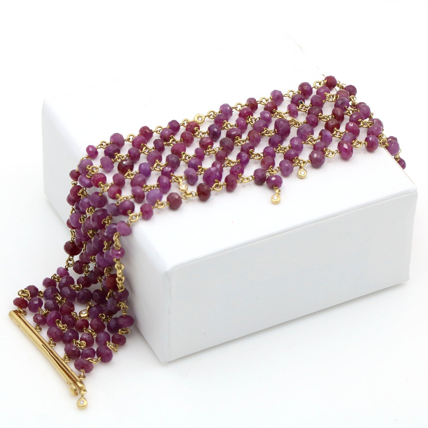 H. Stern Ruby Beads and Diamond Mesh Bracelet in 18k Yellow Gold - 31 Jewels Inc.