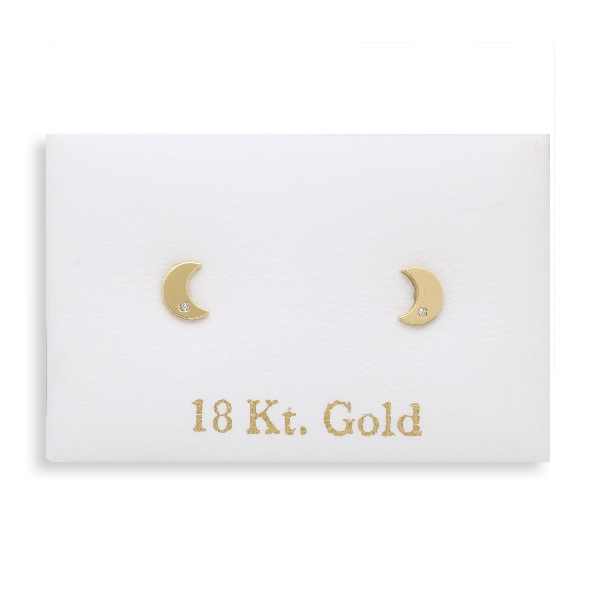 Half Moon Stud Earrings in 18k Yellow Gold Children's Jewelry - 31 Jewels Inc.