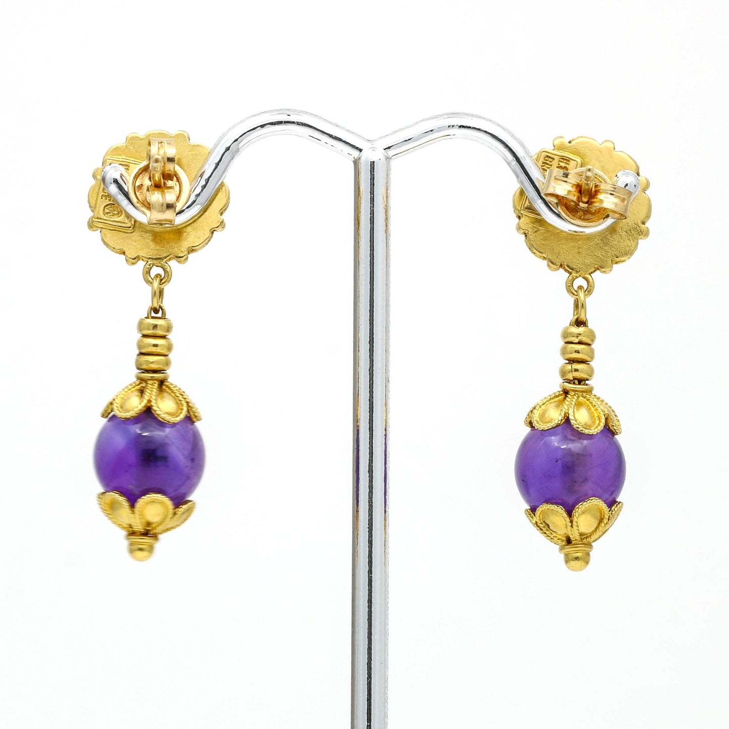 Ilias Lalaounis Drop Dangle Amethyst Earrings 18k Yellow Gold - 31 Jewels Inc.