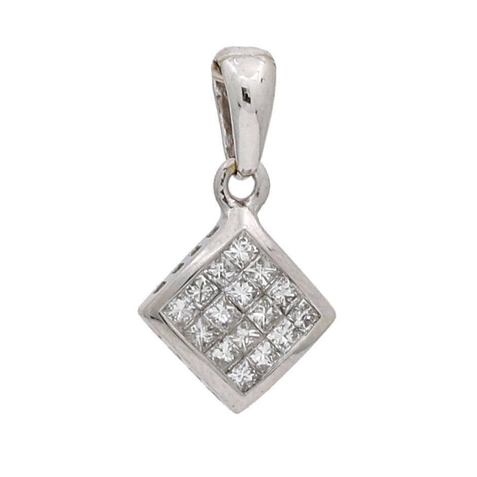 Invisible Set Tiny Diamond Charm Pendant in 14k White Gold - 31 Jewels Inc.