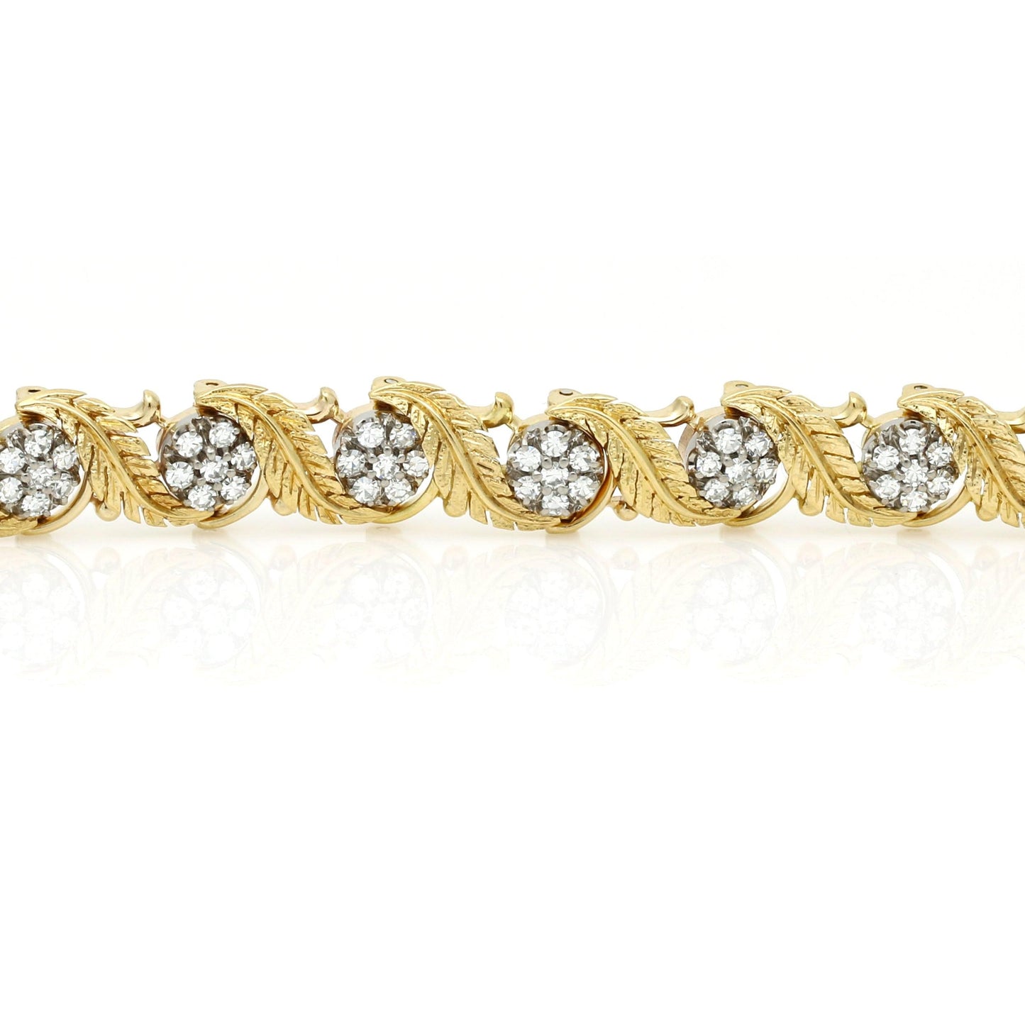 Jabel Flower Diamond Cluster Leaves Link Bracelet in Yellow Gold - 31 Jewels Inc.