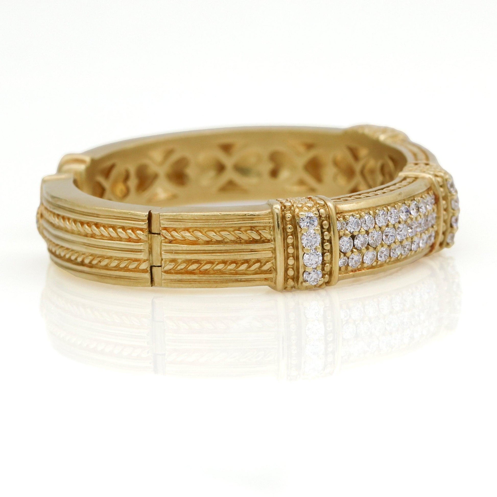 Judith Ripka 18k Yellow Gold Diamond Hinged Cuff Bracelet - 31 Jewels Inc.