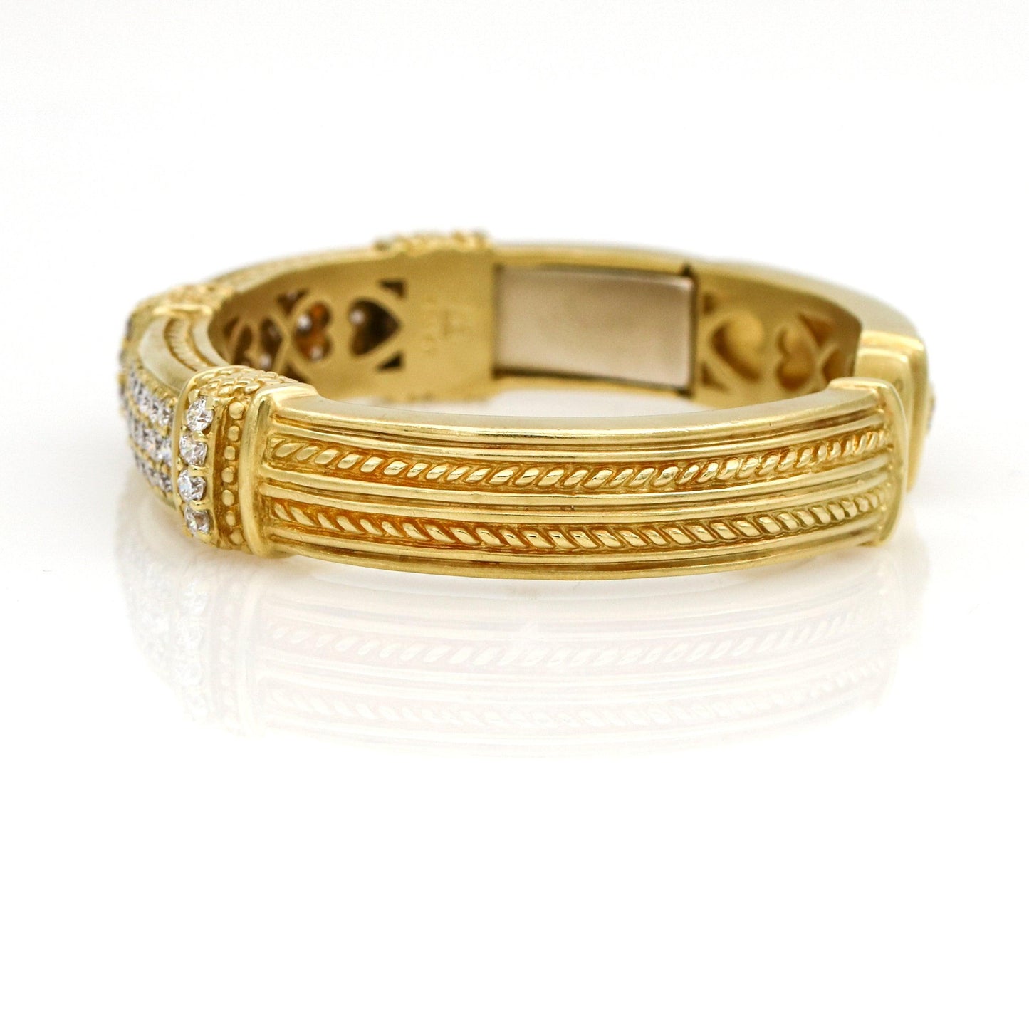 Judith Ripka 18k Yellow Gold Diamond Hinged Cuff Bracelet - 31 Jewels Inc.
