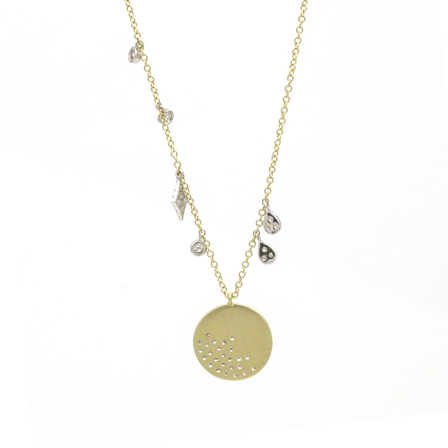 Meira T Brushed 14k Gold and Diamonds Necklace with Dangling Charms - 31 Jewels Inc.