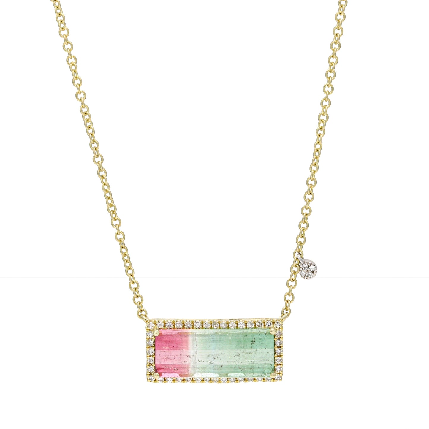 Meira T Watermelon Tourmaline Diamond Necklace in 14k Yellow Gold - 31 Jewels Inc.