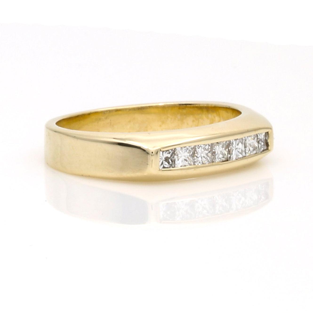 Men's Princess-Cut Diamond Channel Band Ring in 14k Yellow Gold 1.00 cttw - 31 Jewels Inc.