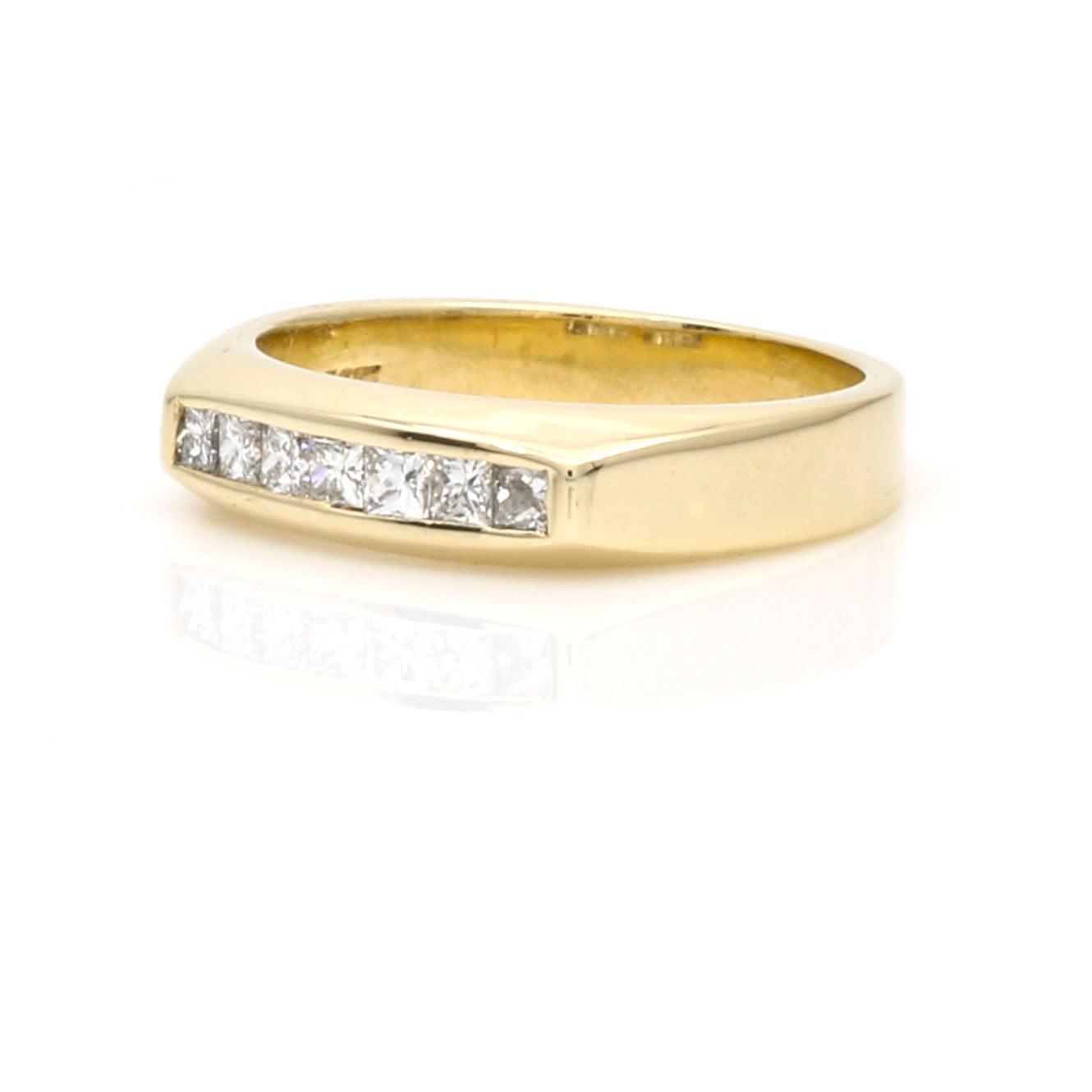 Men's Princess-Cut Diamond Channel Band Ring in 14k Yellow Gold 1.00 cttw - 31 Jewels Inc.