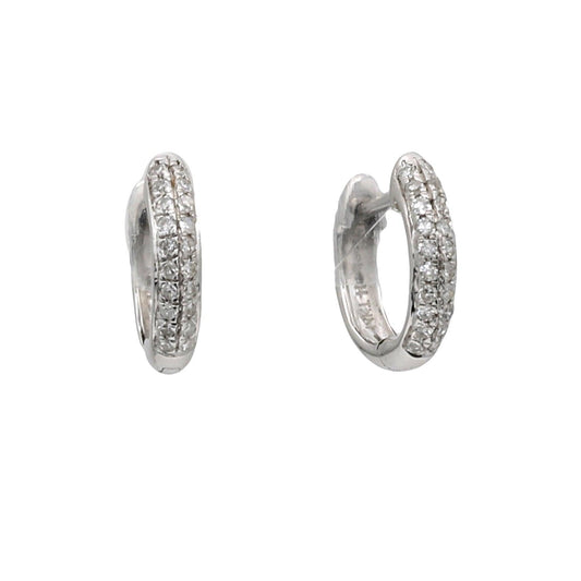 Minimalist Diamond Huggies Tiny Hoop Earrings in 14k White Gold - 31 Jewels Inc.