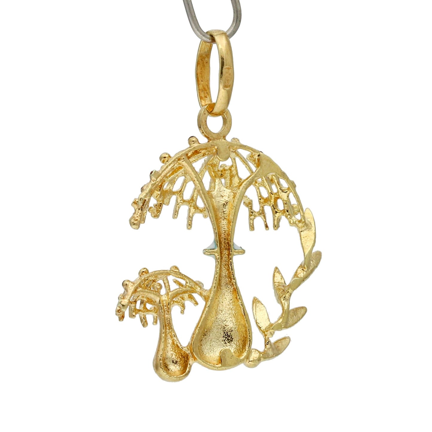 Mushrooms Pendant with Enamel in 14k Yellow Gold Signed - 31 Jewels Inc.