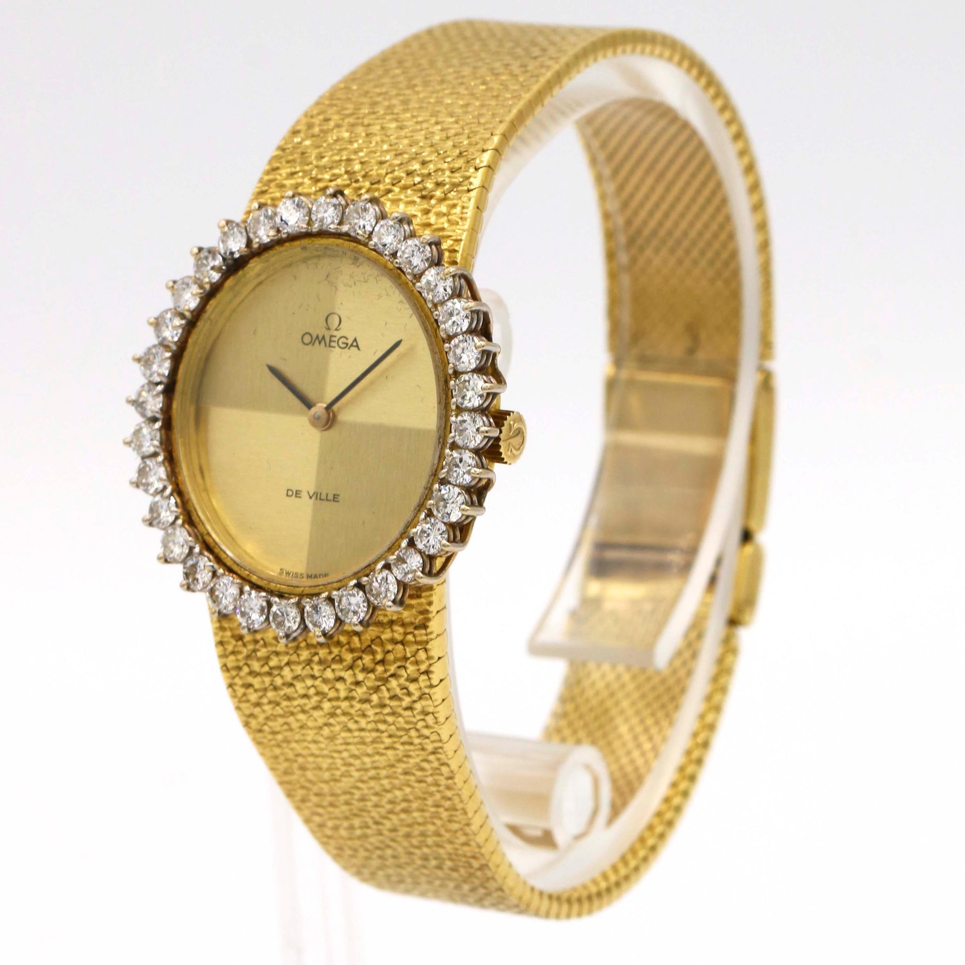 Omega DeVille 18k Gold Diamond Ladies Vintage Mechanical Watch - 31 Jewels Inc.