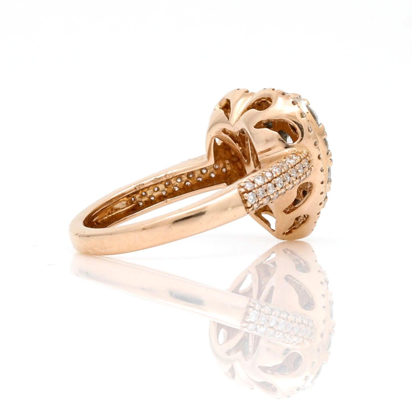 Pave Diamond Heart Shaped Ring in 14k Rose Gold - 31 Jewels Inc.