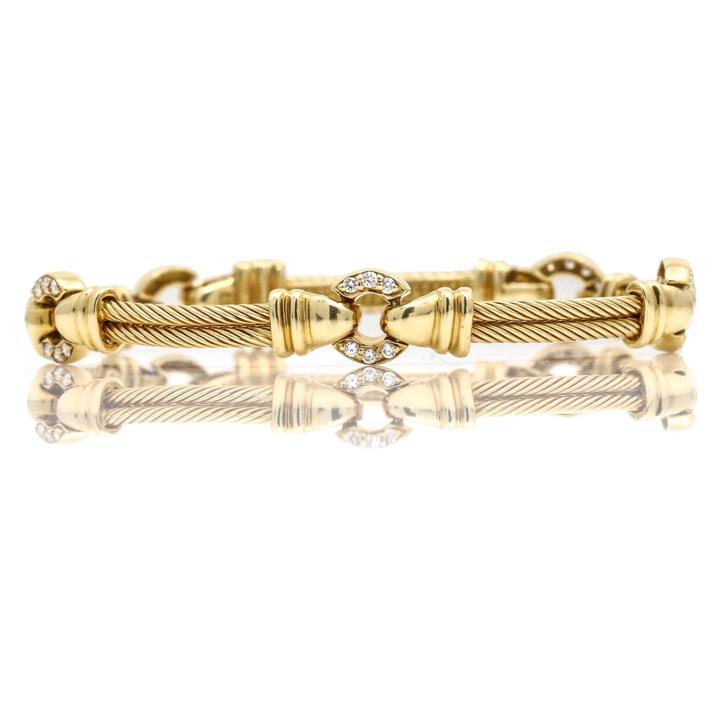 Philippe Charriol Diamond Cable Link Bracelet in 18k Yellow Gold - 31 Jewels Inc.