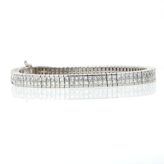 Princess Diamond Tennis Line Bracelet in 18k White Gold (8.50 cttw) - 31 Jewels Inc.