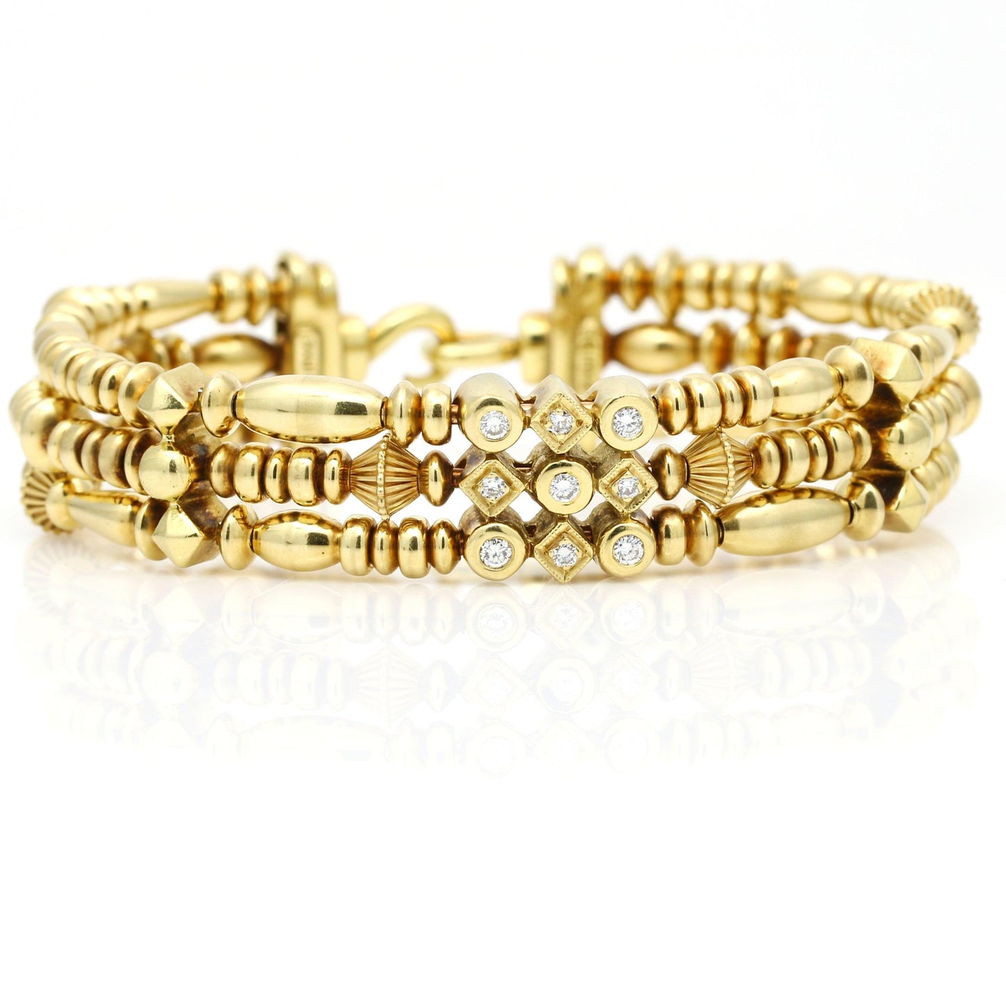 Seidengang Diamond Three-Row Bangle Bracelet in 18k Yellow Gold - 31 Jewels Inc.