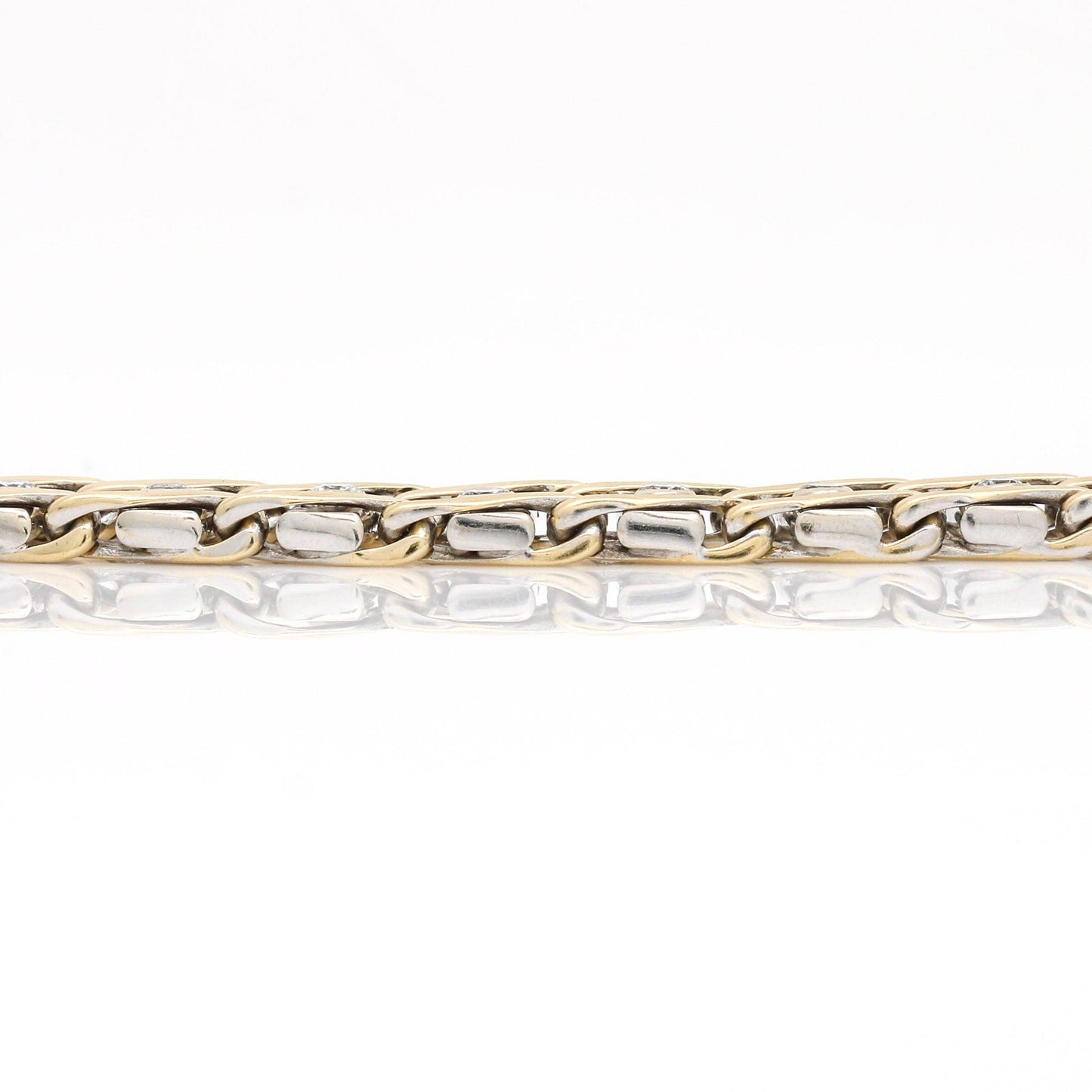 Signed Diamond Chain Link Bracelet in 14k White and Yellow Gold - 31 Jewels Inc.