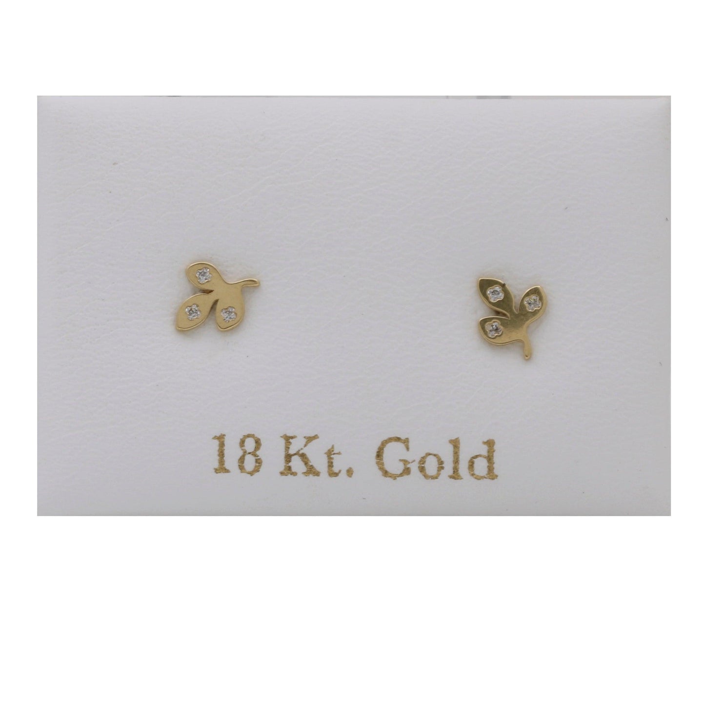 Three Leaves Stud Earrings in 18k Yellow Gold Children's Jewelry - 31 Jewels Inc.