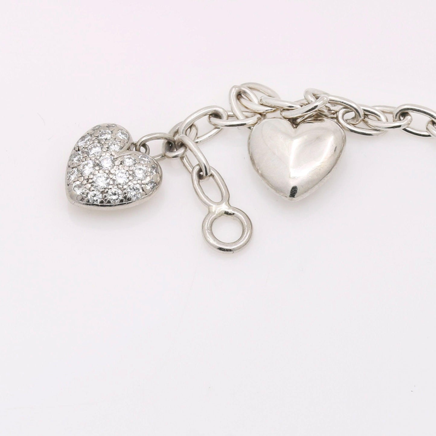 Tiffany & Co. Pave Diamond Hearts Charm Bracelet in Platinum - 31 Jewels Inc.