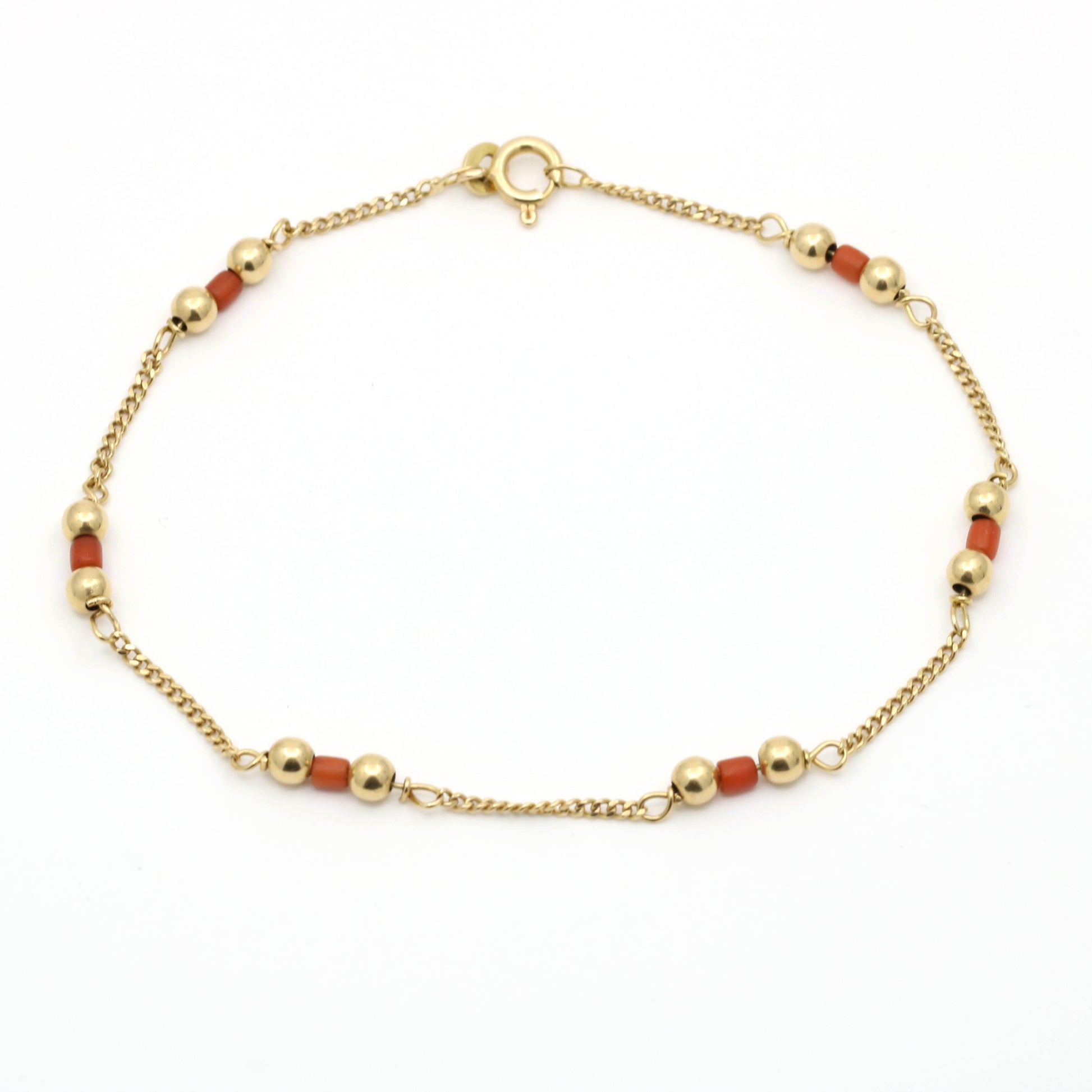 Unoaerre Red Coral Station Bracelet in 18k Yellow Gold - 31 Jewels Inc.