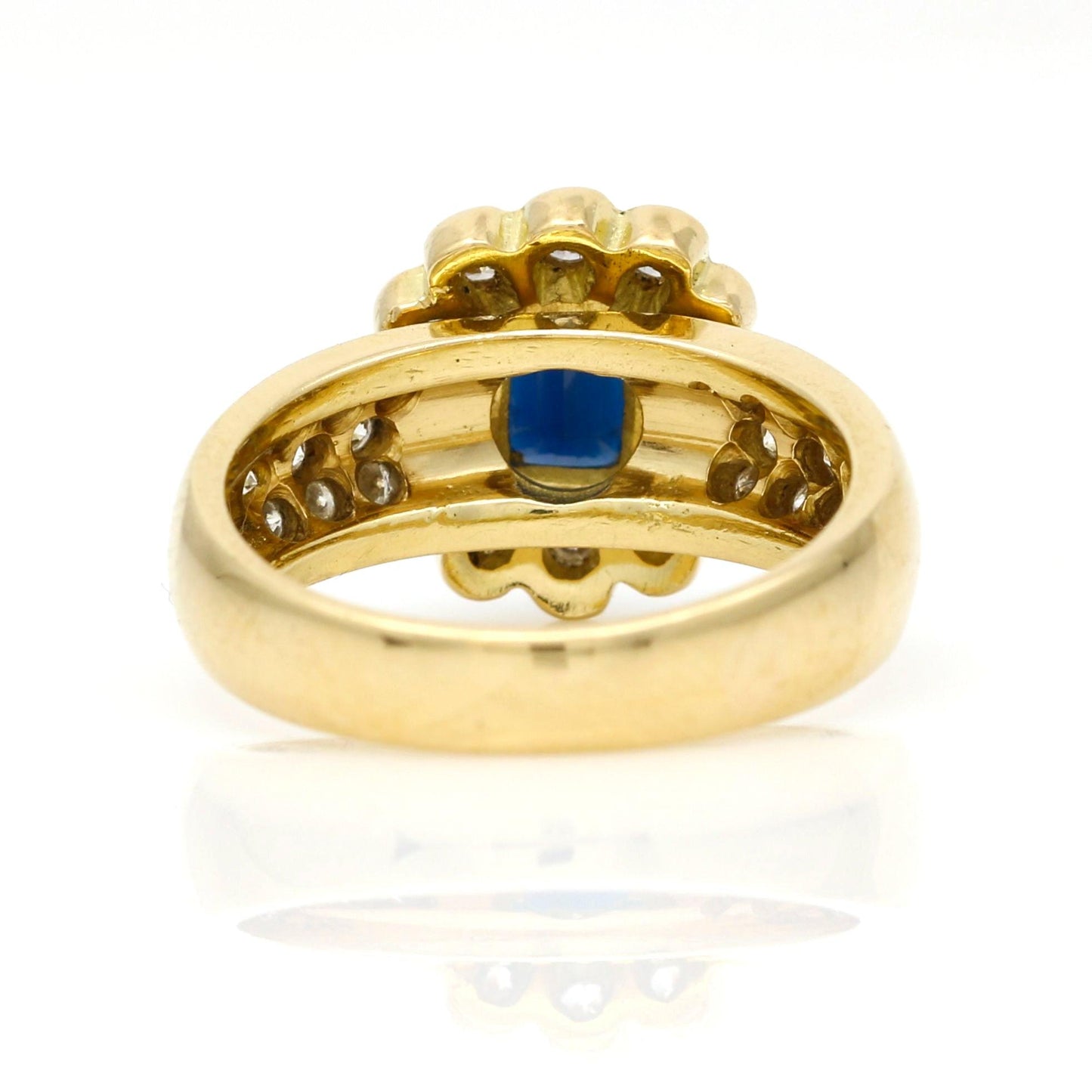 Vintage Blue Sapphire and Diamond Cocktail Ring in 18k Yellow Gold - 31 Jewels Inc.