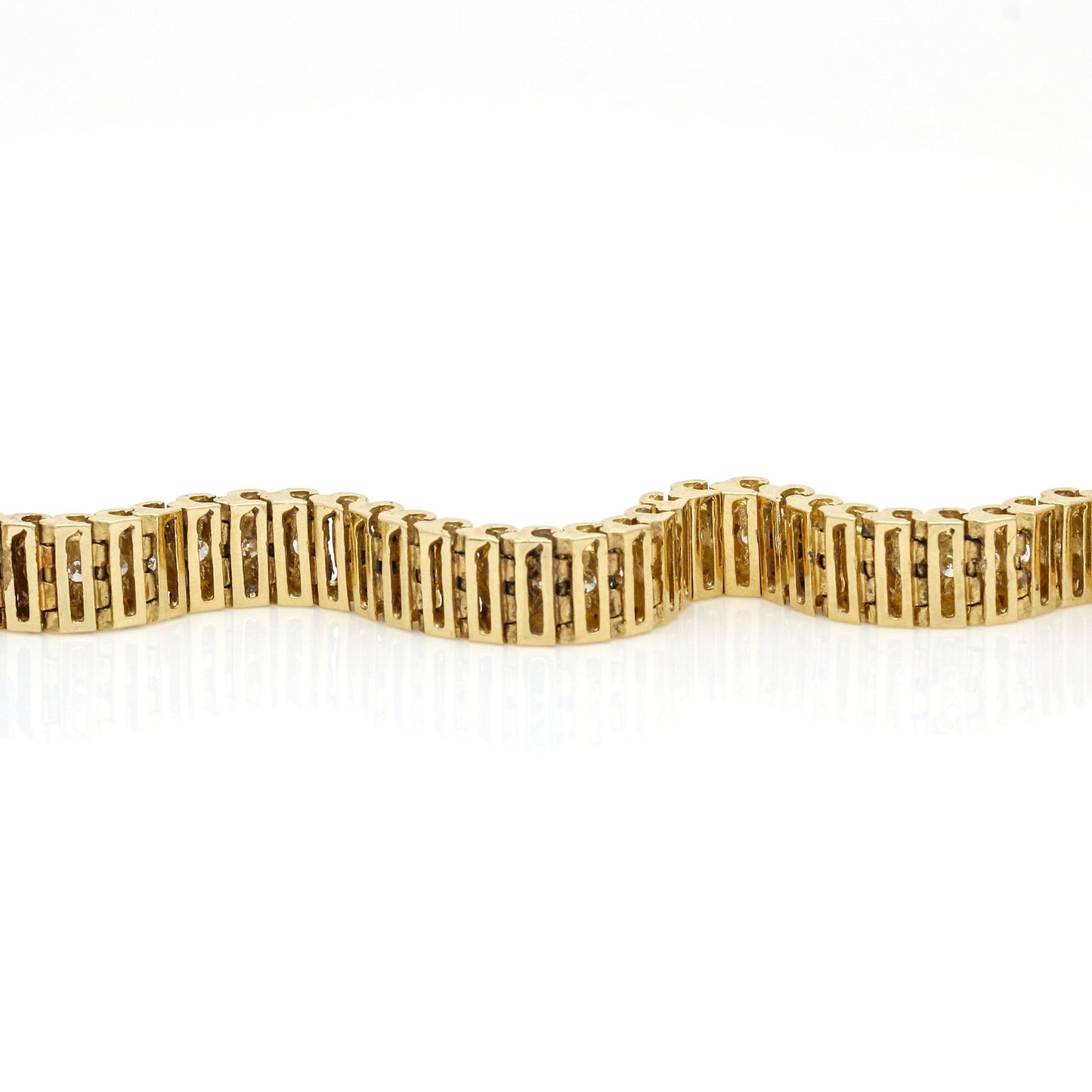 Vintage Diamond Cylinder Barrel Link Bracelet in 14k Yellow Gold - 31 Jewels Inc.