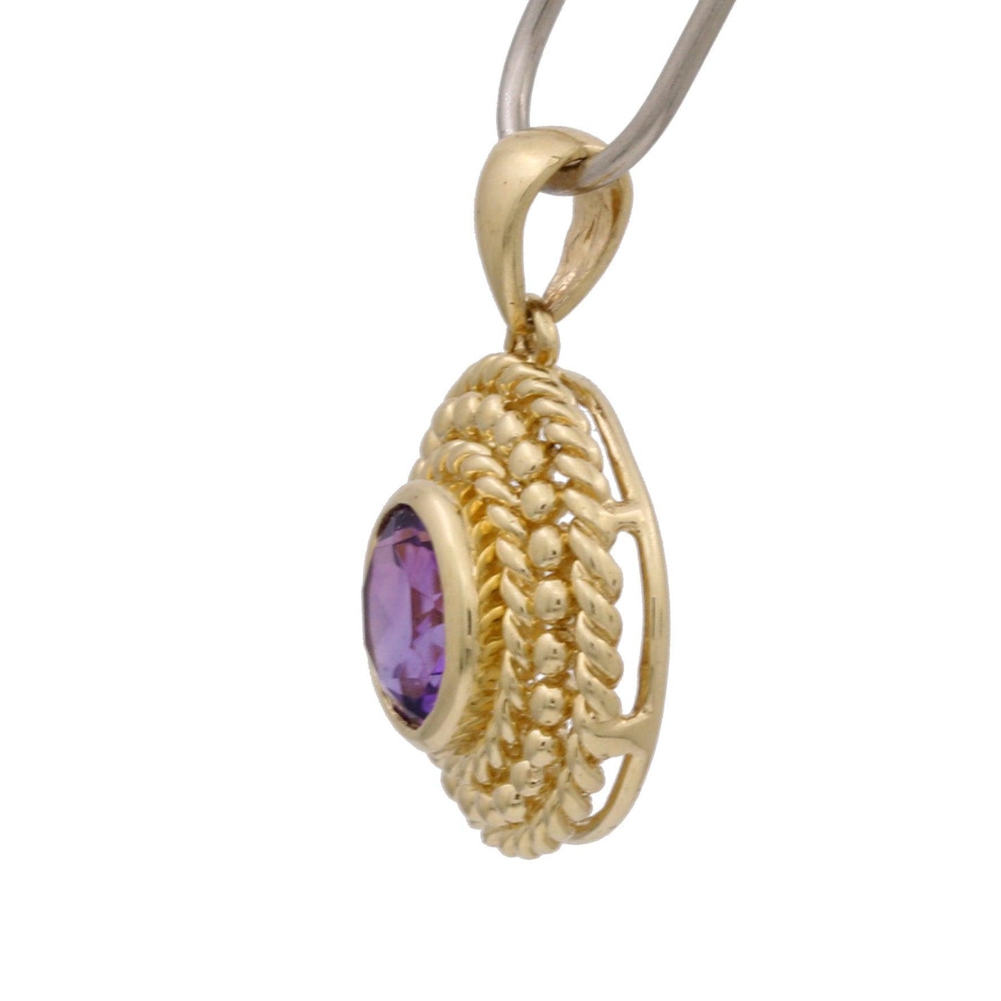 Women's Amethyst Gemstone Pendant in 14k Yellow Gold Small Round Charm - 31 Jewels Inc.