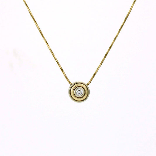 Women's Bezel Solitaire Natural Diamond Necklace in 14k Yellow Gold - 31 Jewels Inc.