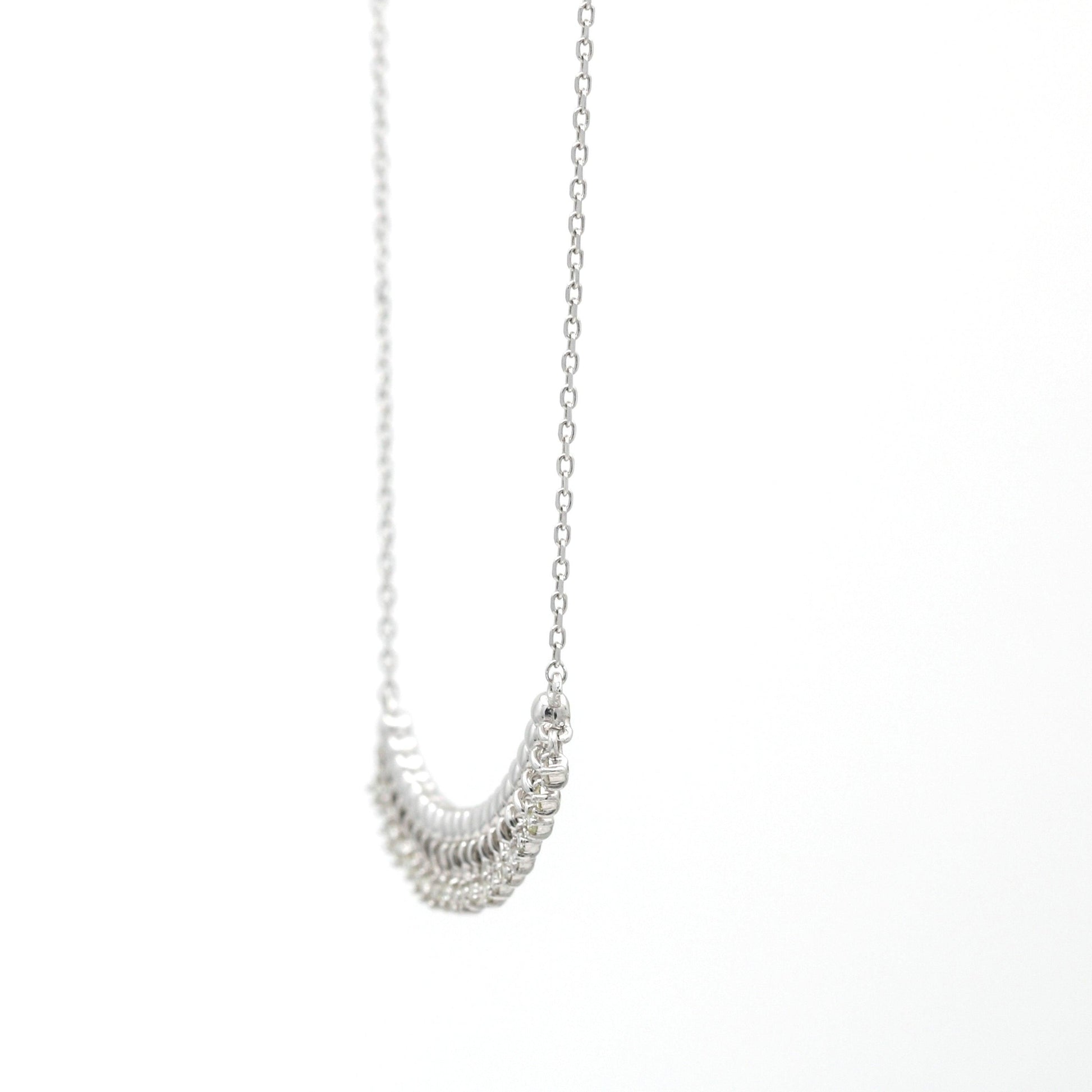 Women's Cable Smile Bar with Dangling Diamonds Necklace in 14k White Gold - 31 Jewels Inc.