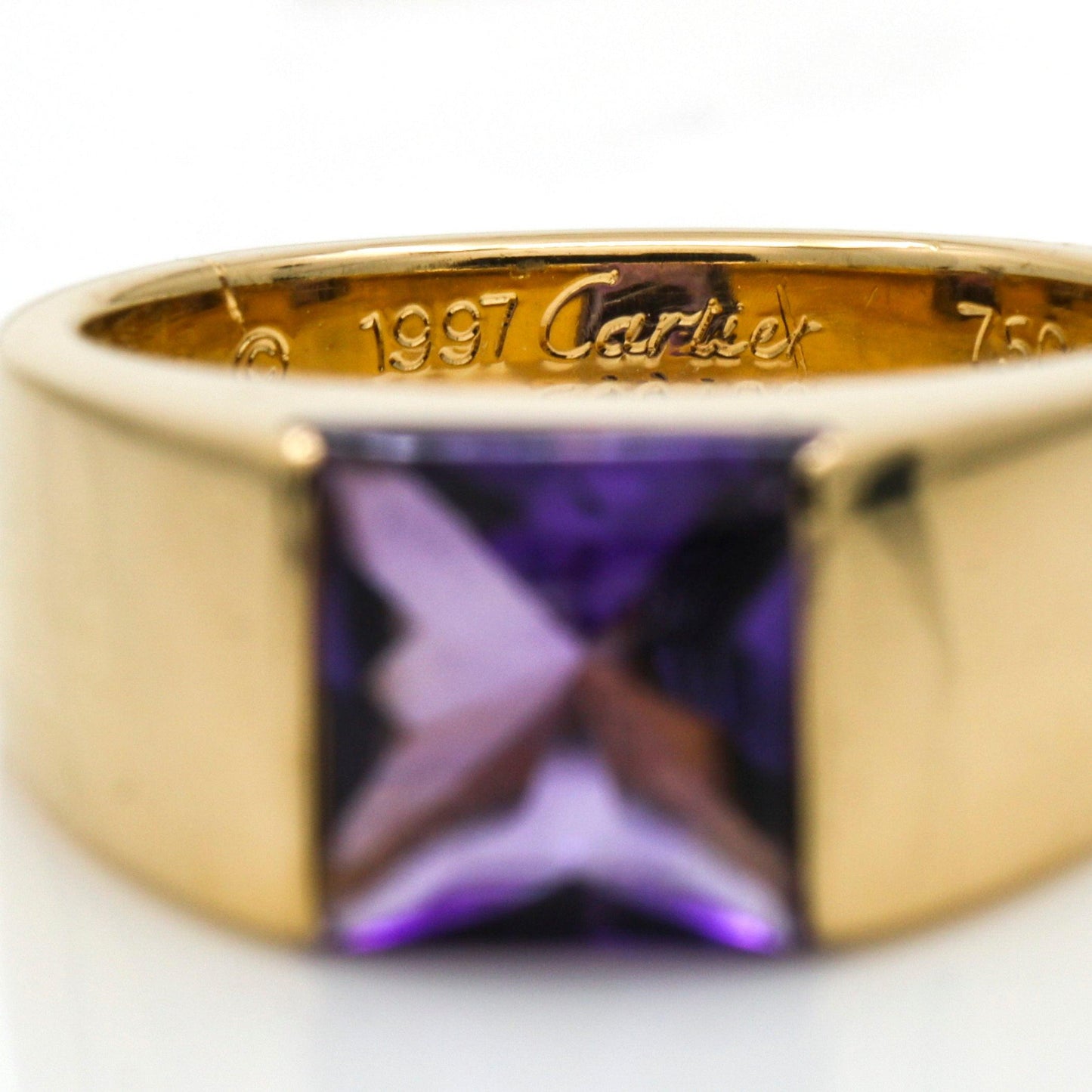 Women's Cartier Tank Large Amethyst Ring in 18k Yellow Gold - 31 Jewels Inc.