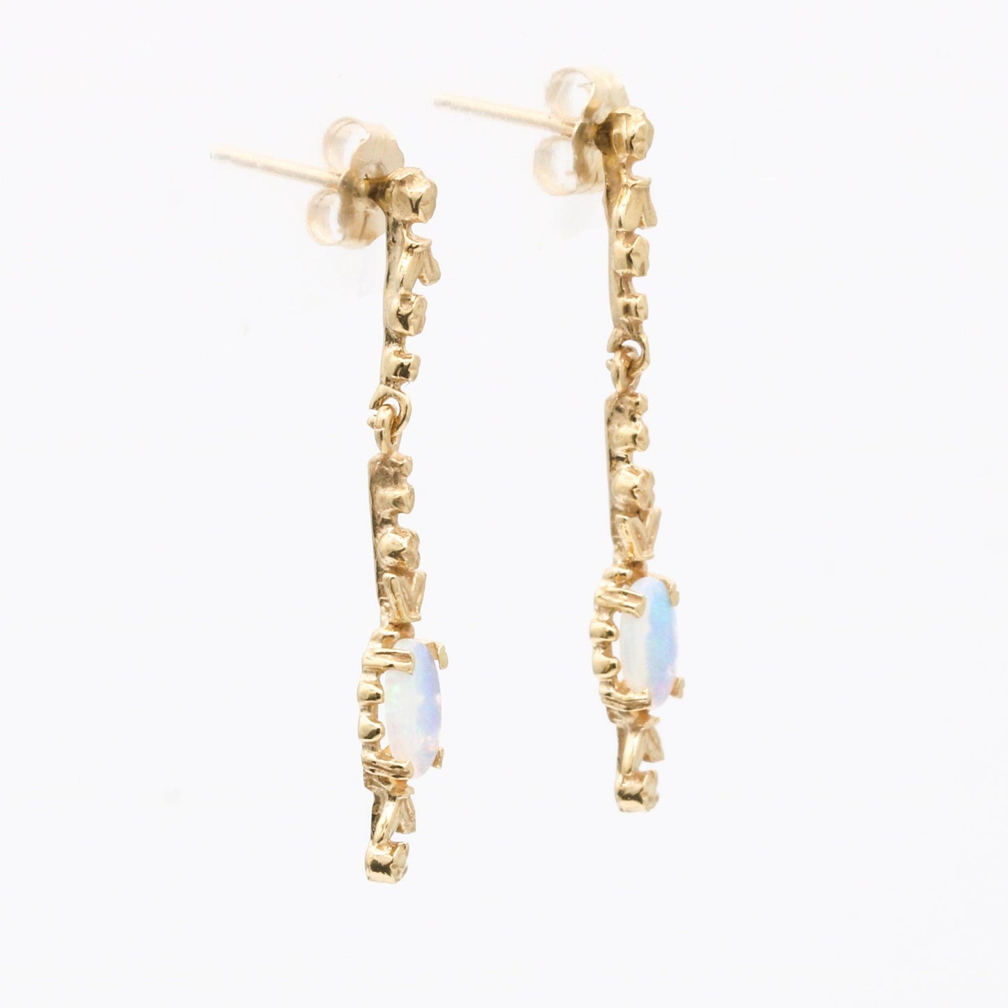 Women's Dainty Opal Drop Dangle Earrings in 14k Yellow Gold - 31 Jewels Inc.