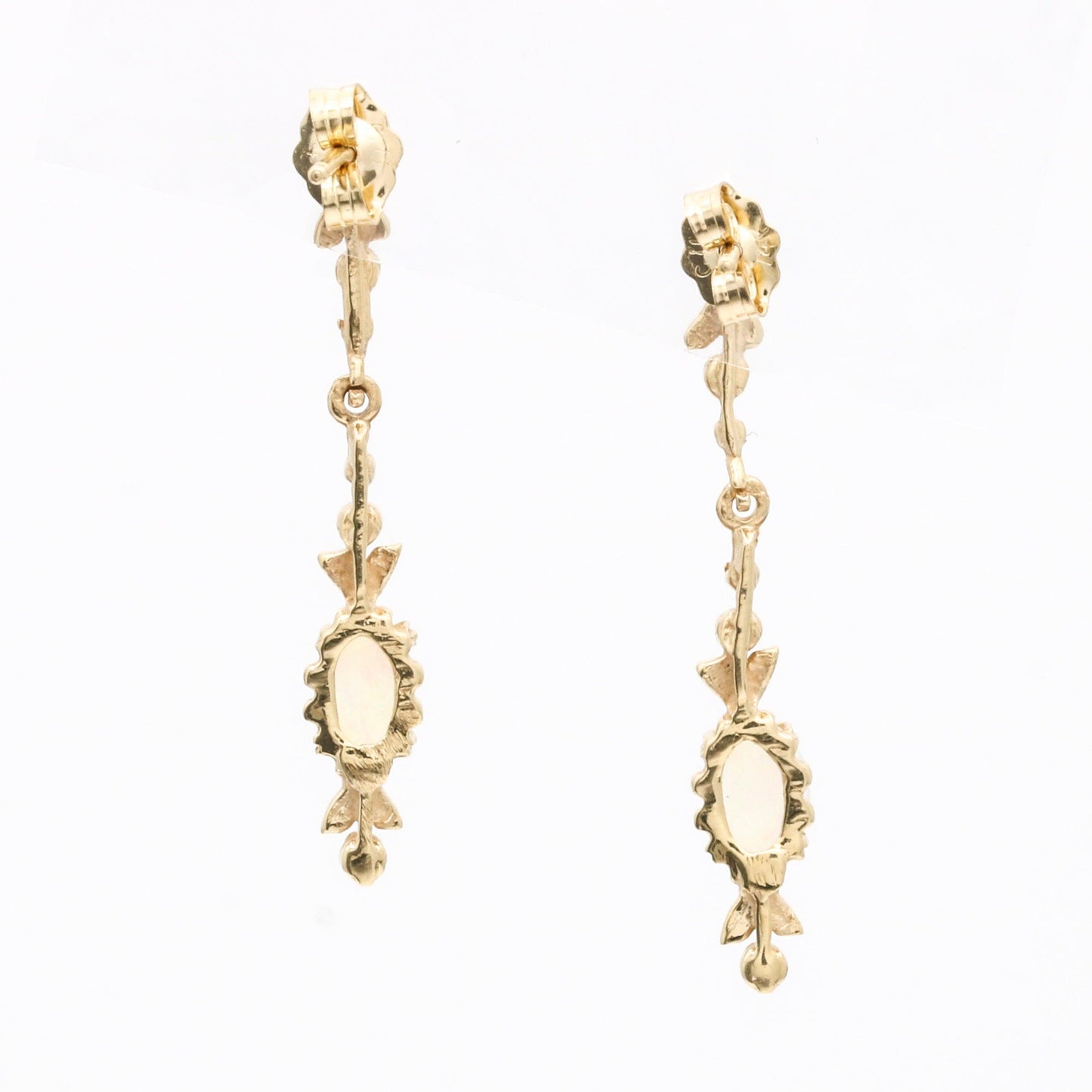 Women's Dainty Opal Drop Dangle Earrings in 14k Yellow Gold - 31 Jewels Inc.