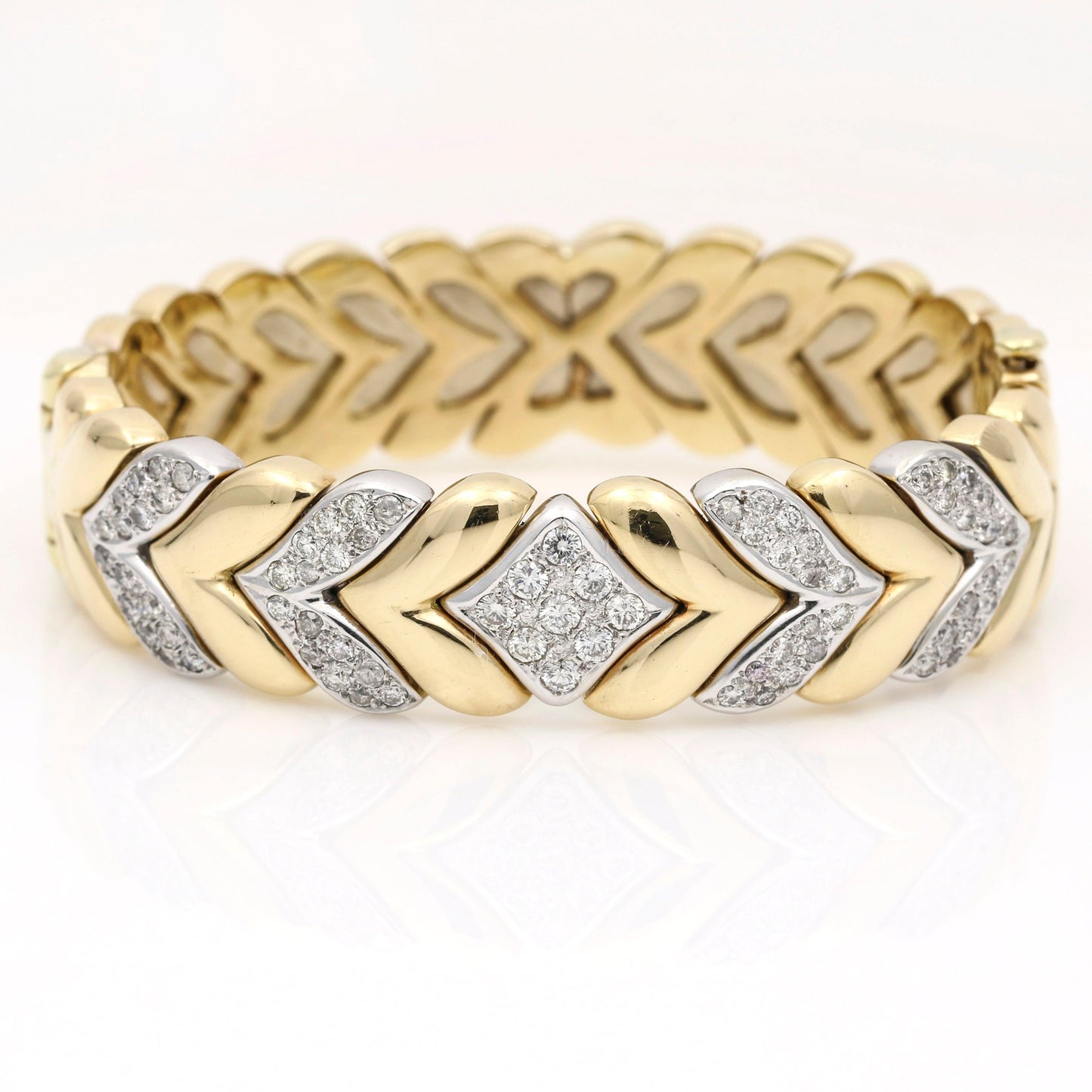 Women's Diamond 18k Yellow Gold Chevron Bangle Bracelet SMALL - 31 Jewels Inc.