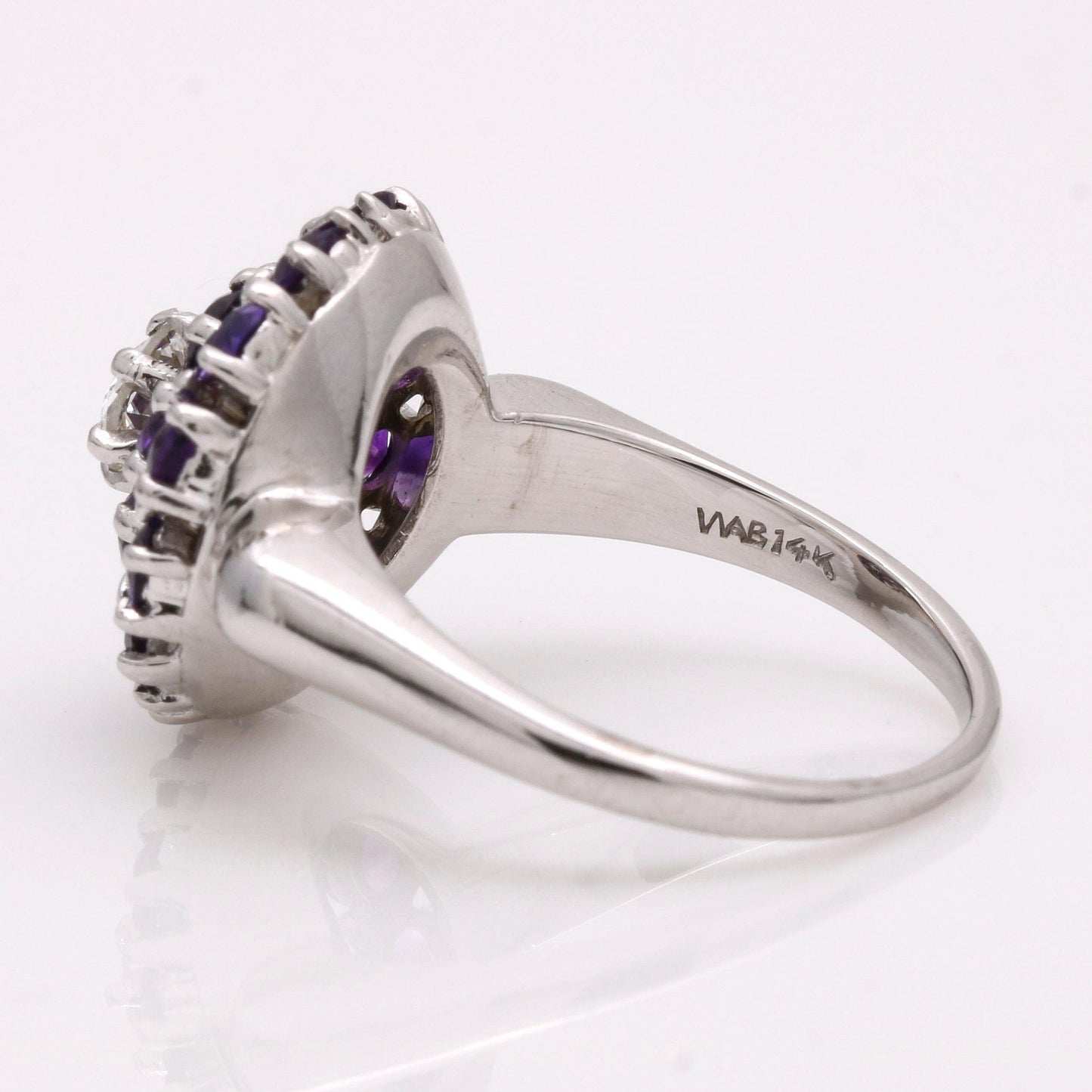 Women's Diamond Amethyst Cluster Ring in 14k White Gold - 31 Jewels Inc.