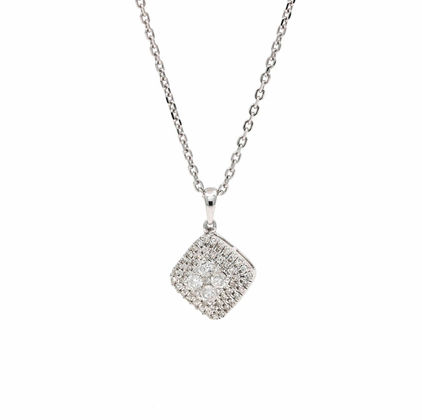 Women's Diamond Cluster Charm Pendant Necklace in 10k 14k White Gold - 31 Jewels Inc.
