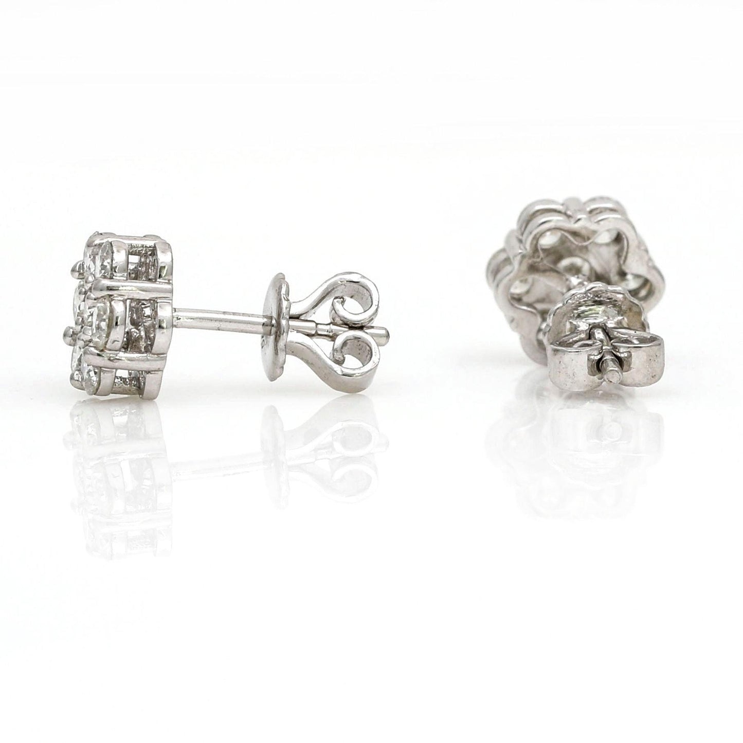 Women's Diamond Cluster Earrings in 18k White Gold 2.00 cttw - 31 Jewels Inc.