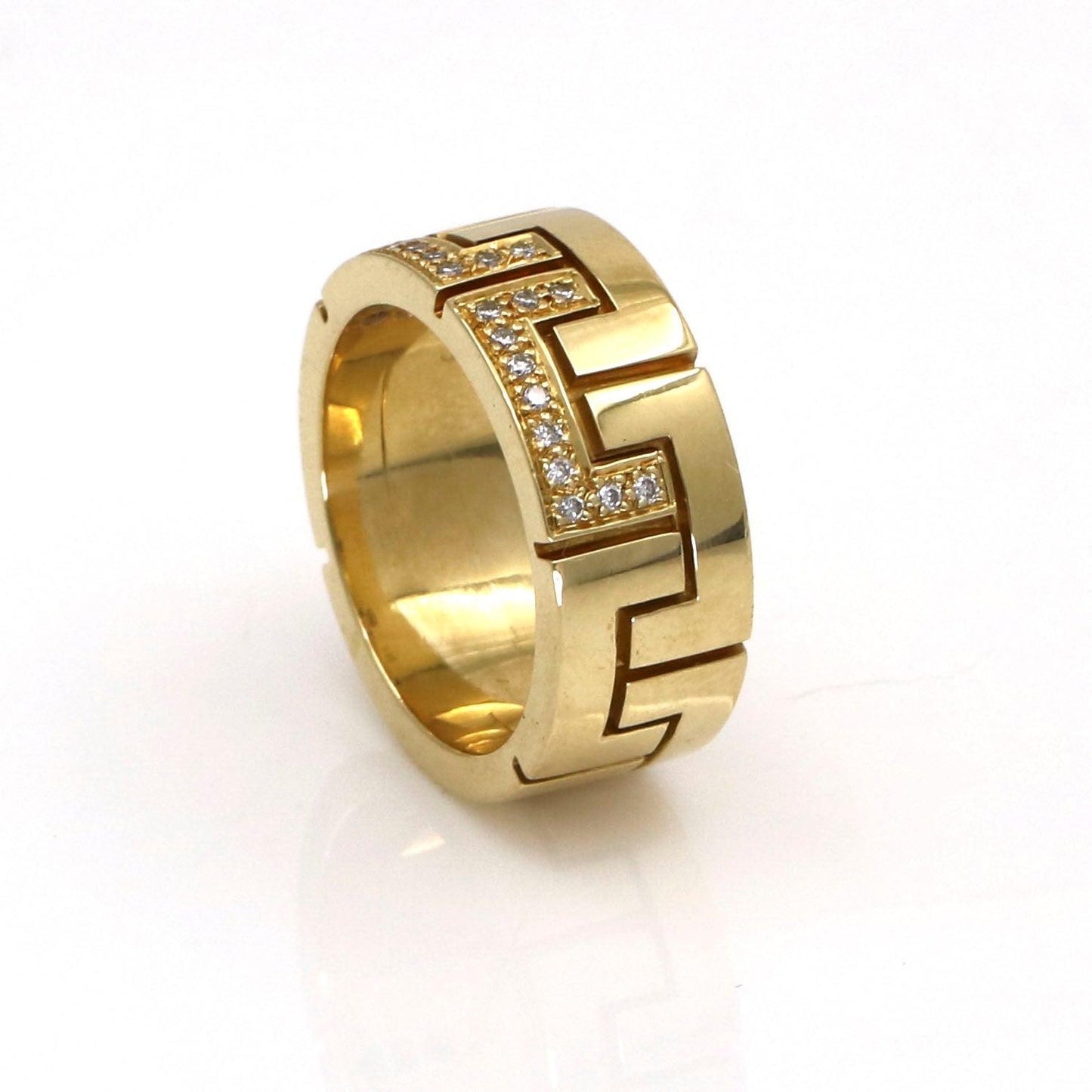 Women's Diamond Interlocking C Wide Band Statement Ring in 18k Gold Size 7 - 31 Jewels Inc.
