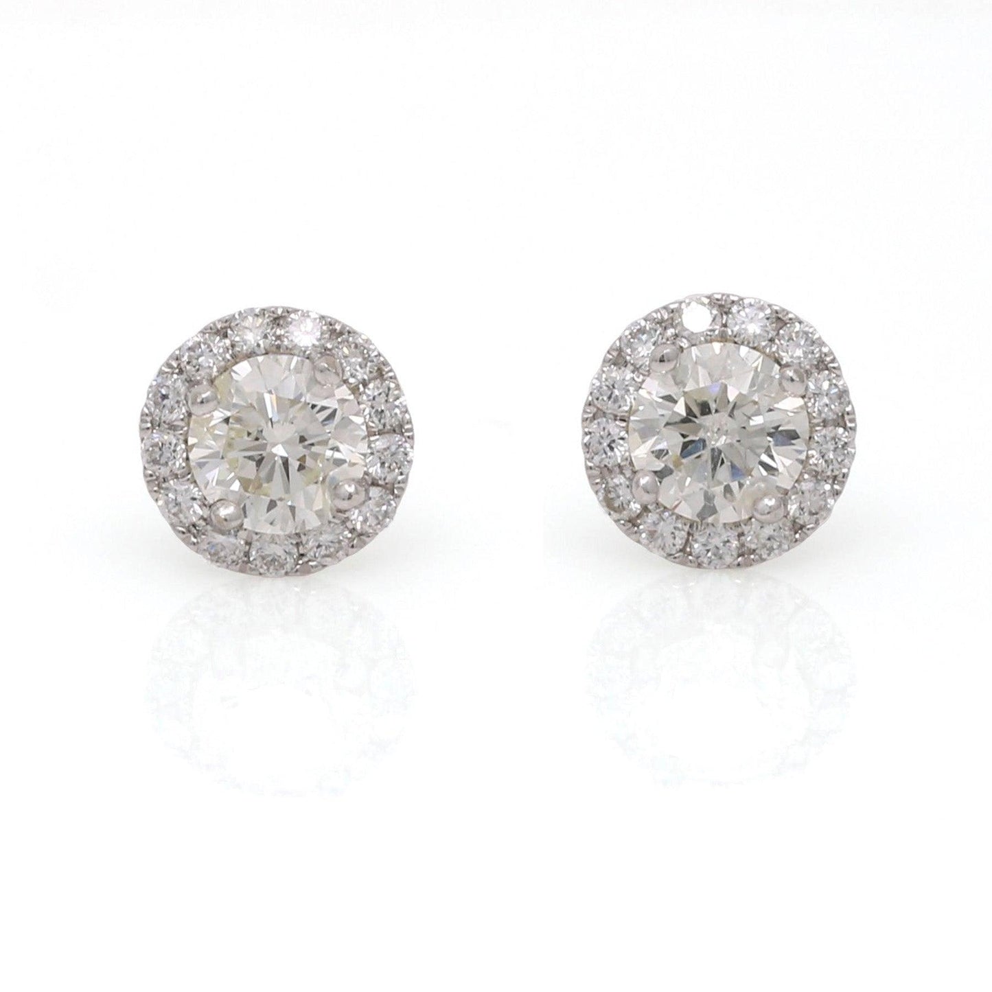 Women's Diamond Martini Halo Stud Earrings in 18k White Gold 1.48 cttw - 31 Jewels Inc.