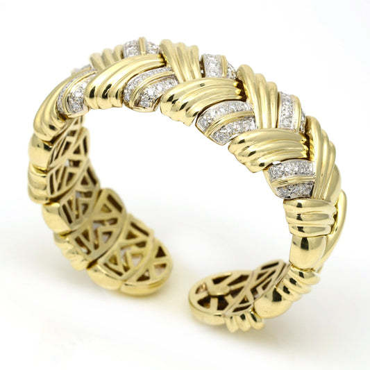 Women's Diamond Statement Cuff Bracelet in 18k Yellow Gold - 31 Jewels Inc.