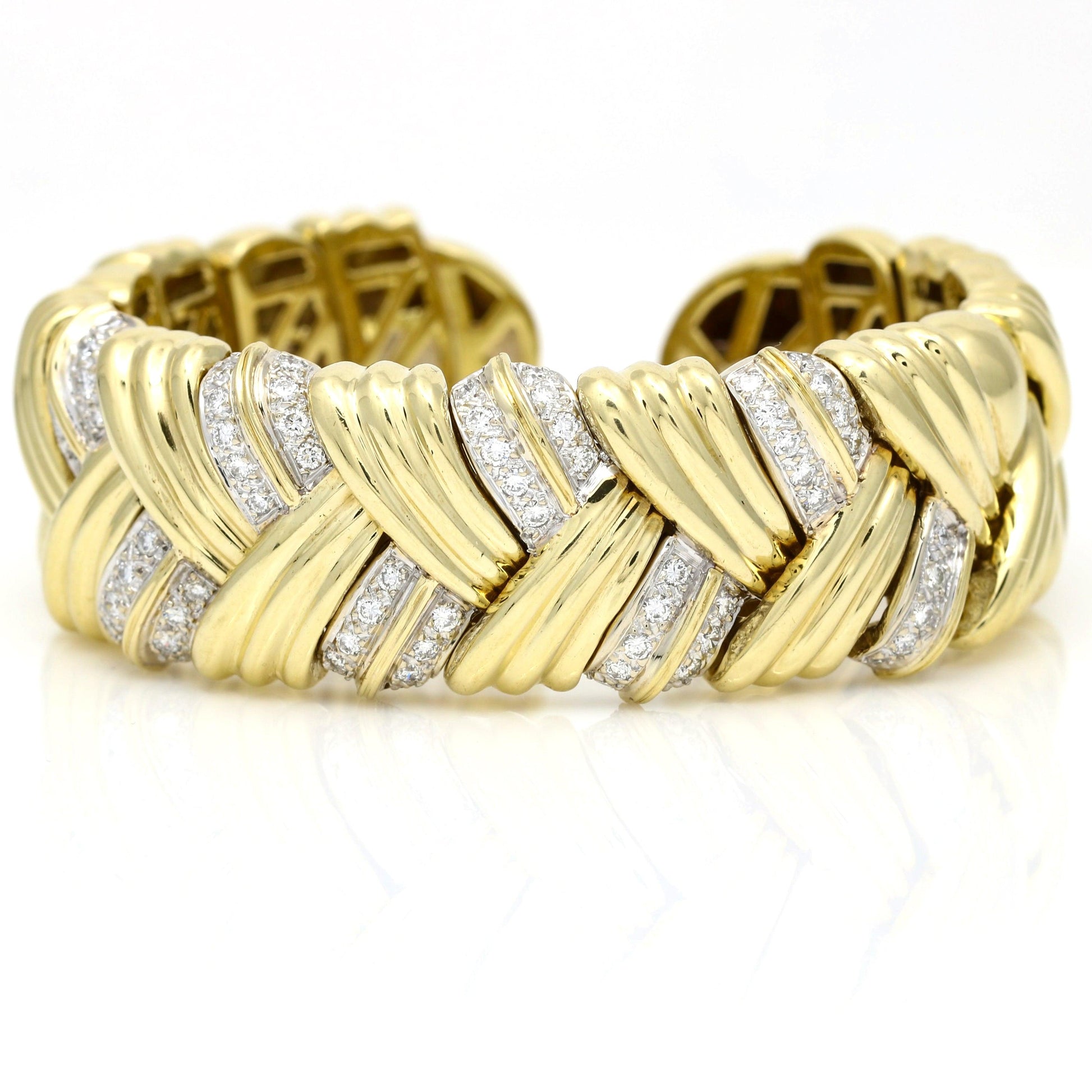 Women's Diamond Statement Cuff Bracelet in 18k Yellow Gold - 31 Jewels Inc.