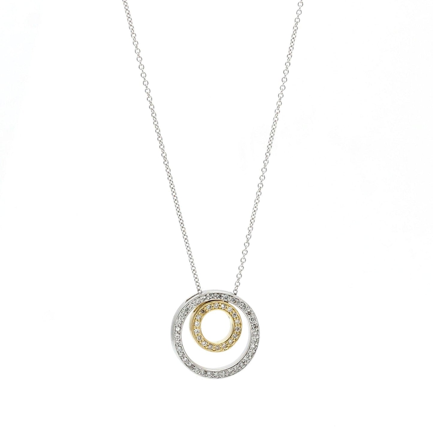 Women's Double Eternity Circles Pendant Necklace in 14k Yellow White Gold - 31 Jewels Inc.
