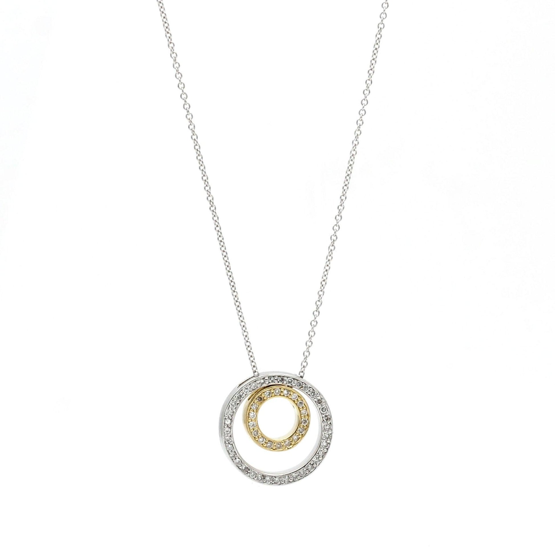 Women's Double Eternity Circles Pendant Necklace in 14k Yellow White Gold - 31 Jewels Inc.